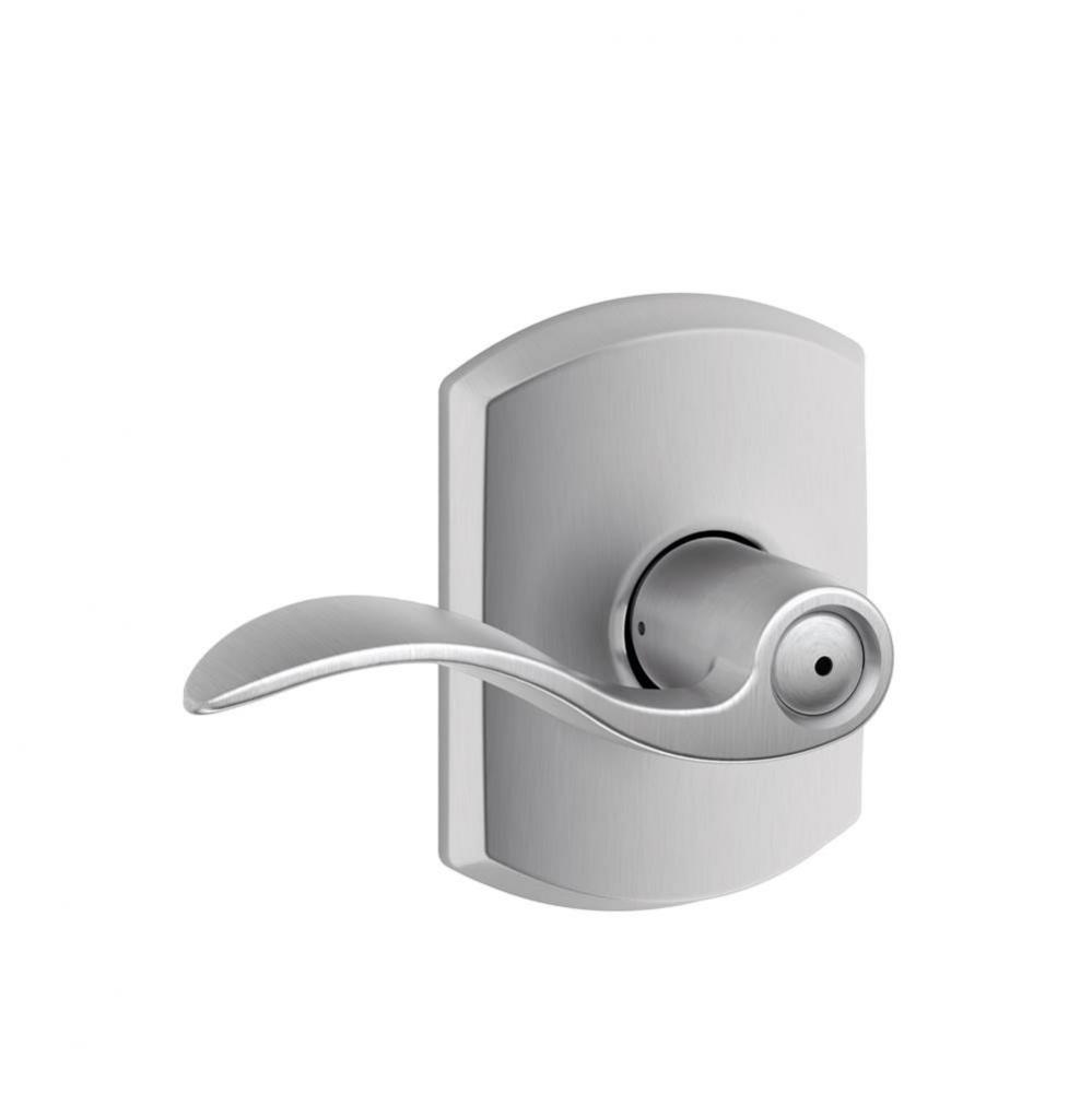 Accent Lever with Greenwich Trim Bed and Bath Lock in Satin Chrome