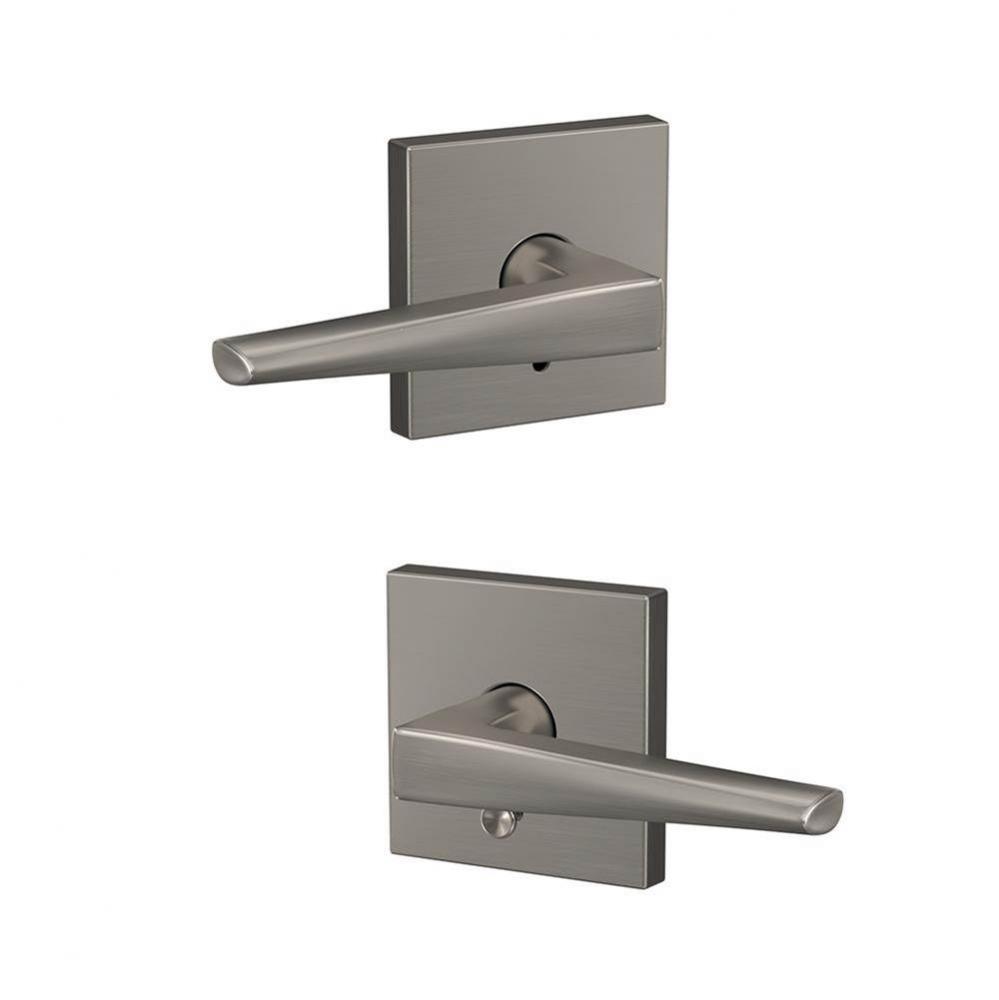 Custom Eller Lever with Collins Trim Hall-Closet and Bed-Bath Lock in Satin Nickel