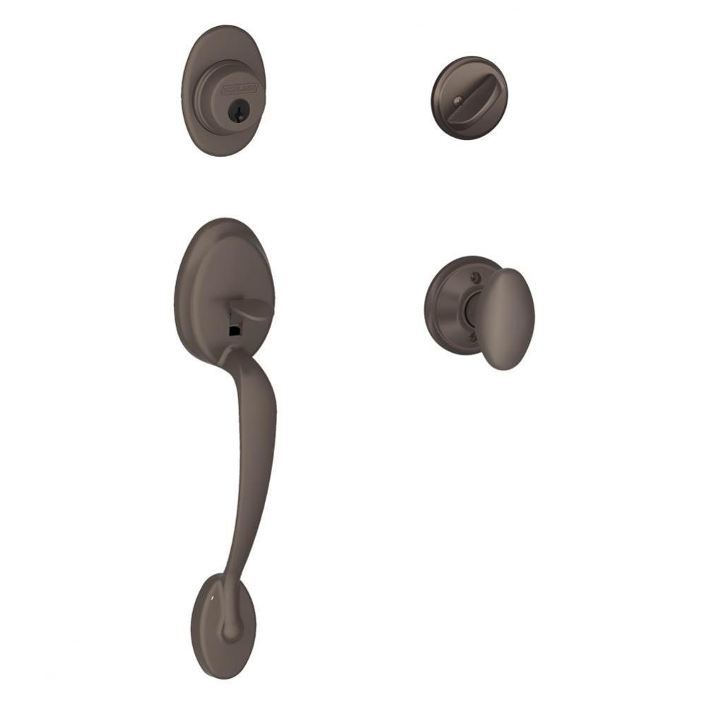 Plymouth Handleset with Single Cylinder Deadbolt and Siena Knob in Oil Rubbed Bronze