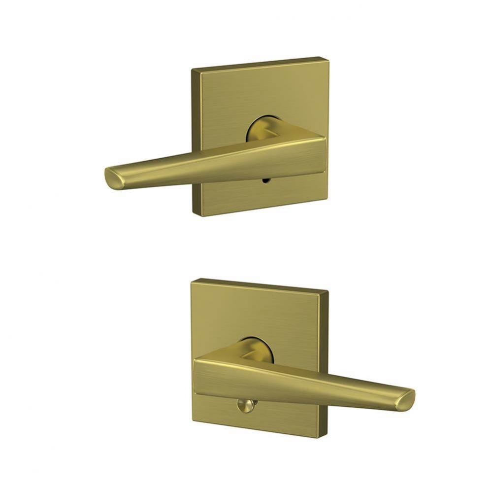 Custom Eller Lever with Collins Trim Hall-Closet and Bed-Bath Lock in Satin Brass