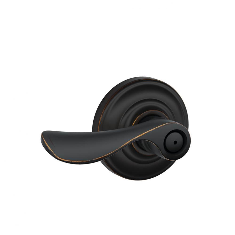 Champagne Lever with Andover Trim Bed and Bath Lock in Aged Bronze