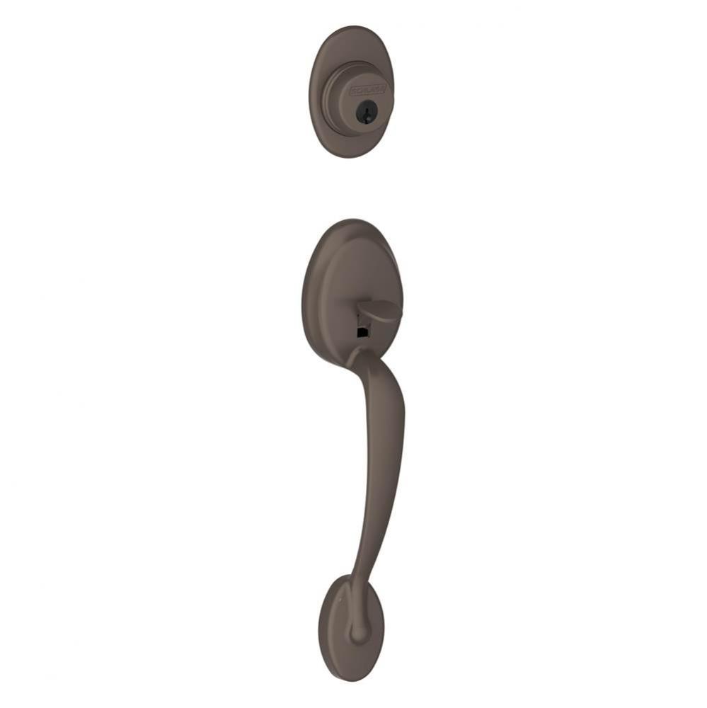 Plymouth Exterior Handleset Grip with Exterior Single Cylinder Deadbolt in Oil Rubbed Bronze