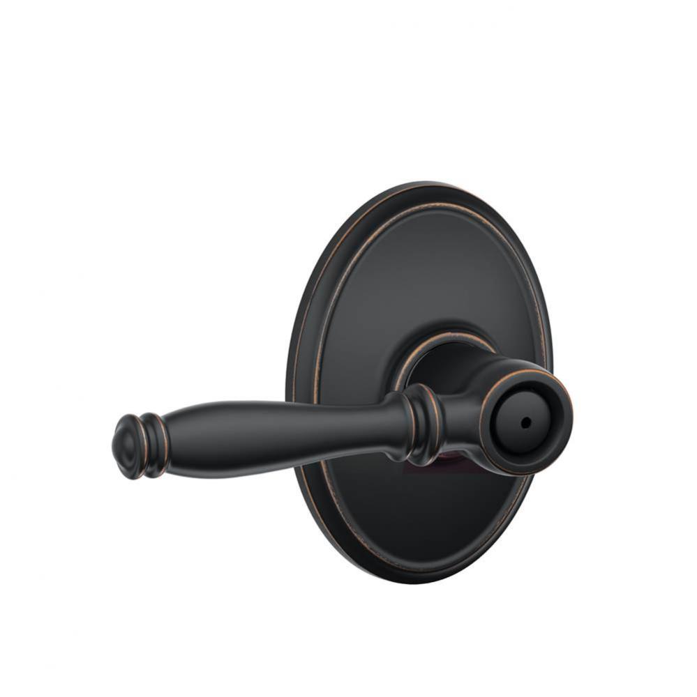 Birmingham Lever with Wakefield Trim Bed and Bath Lock in Aged Bronze