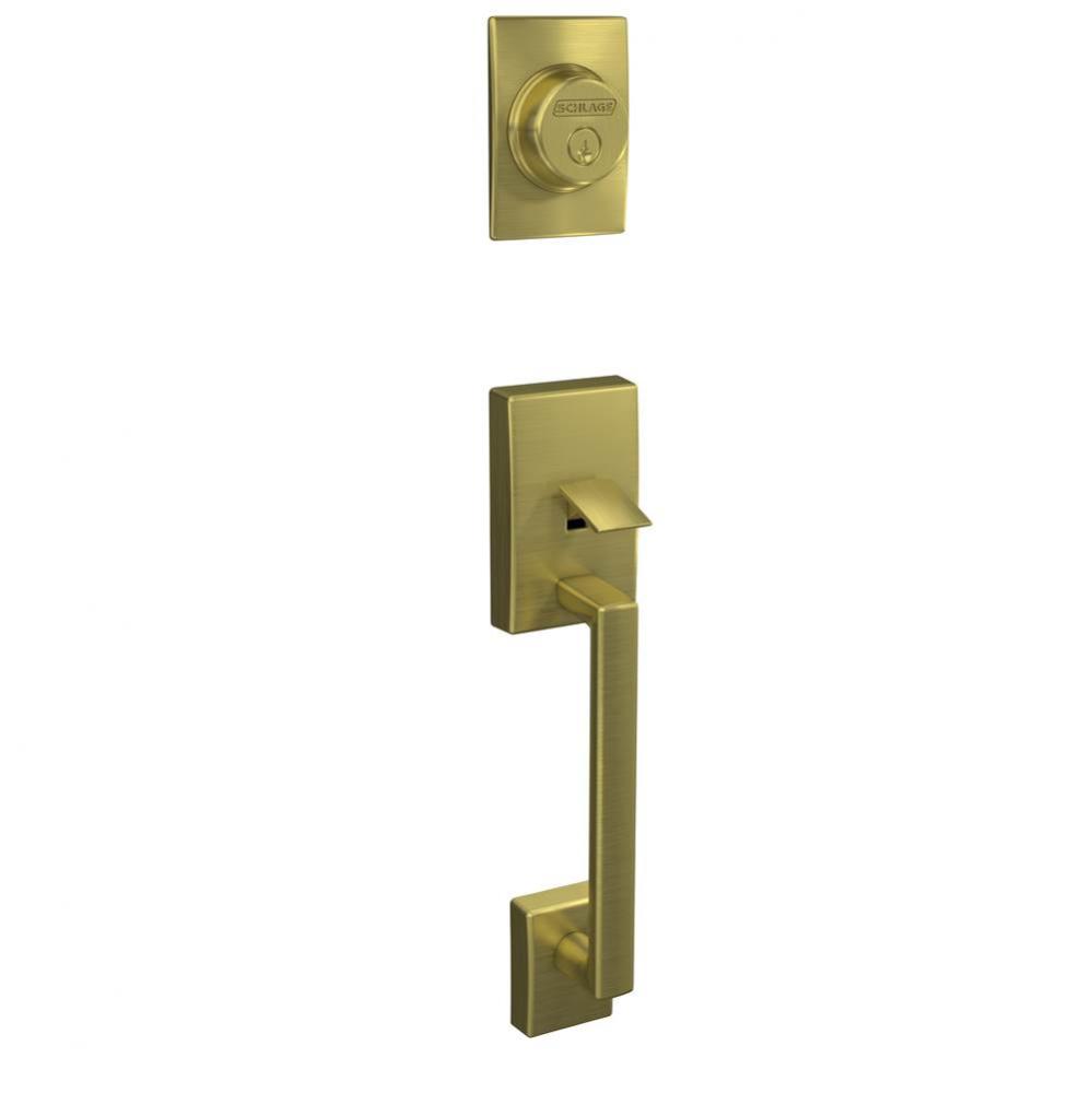 Custom Century Exterior Inactive Handleset Grip with Exterior Inactive Deadbolt in Satin Brass