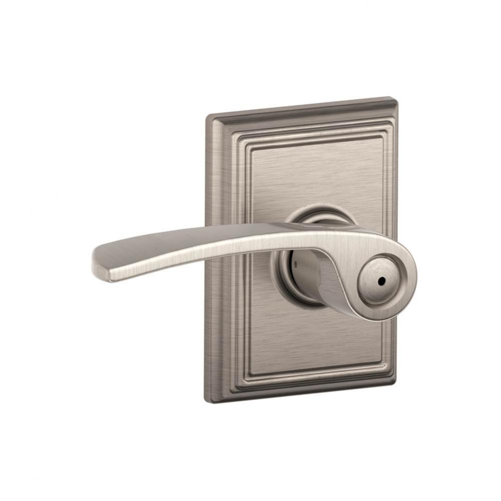 Merano Lever with Addison Trim Bed and Bath Lock in Satin Nickel