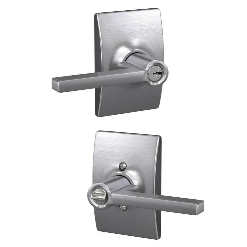 Latitude Lever with Century Trim Keyed Entry Lock in Satin Chrome