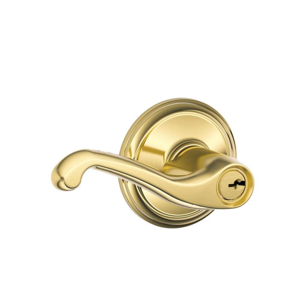 Flair Lever Keyed Entry Lock in Bright Brass