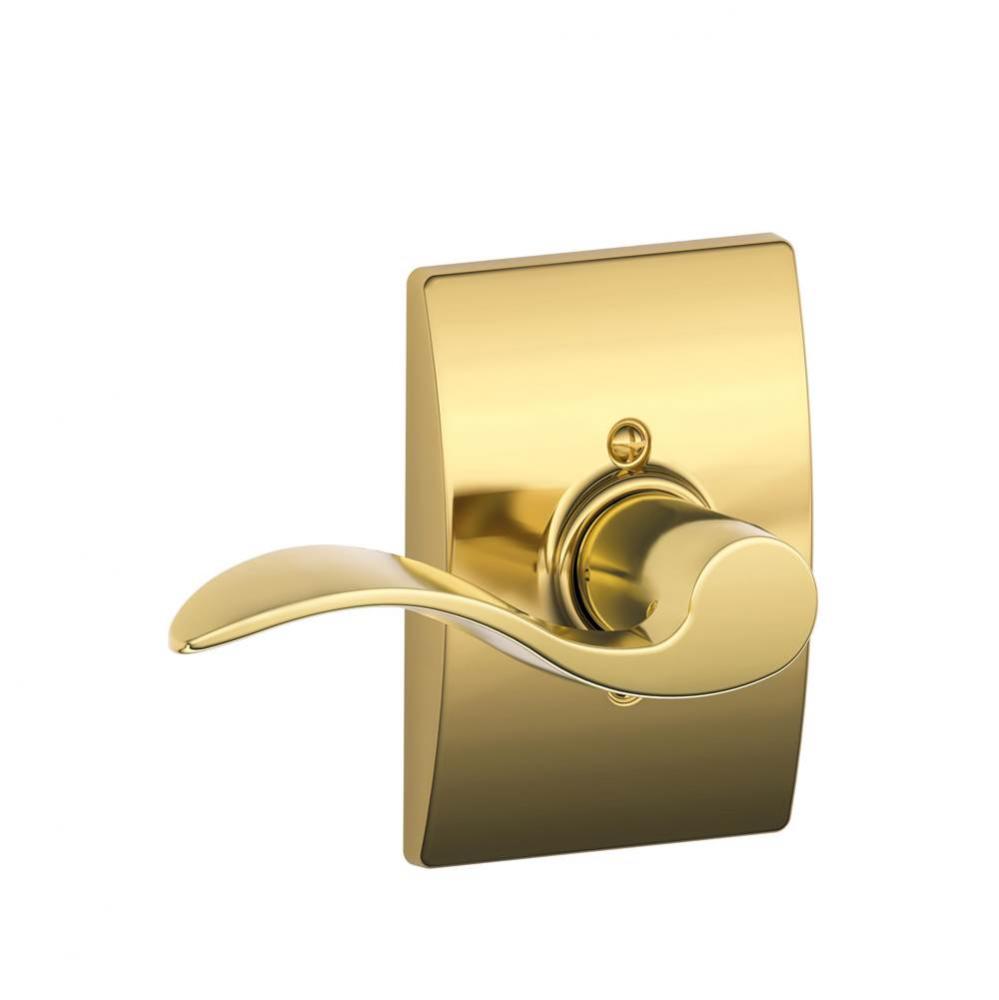 Accent Lever with Century Trim Non-Turning Lock in Bright Brass - Left Handed