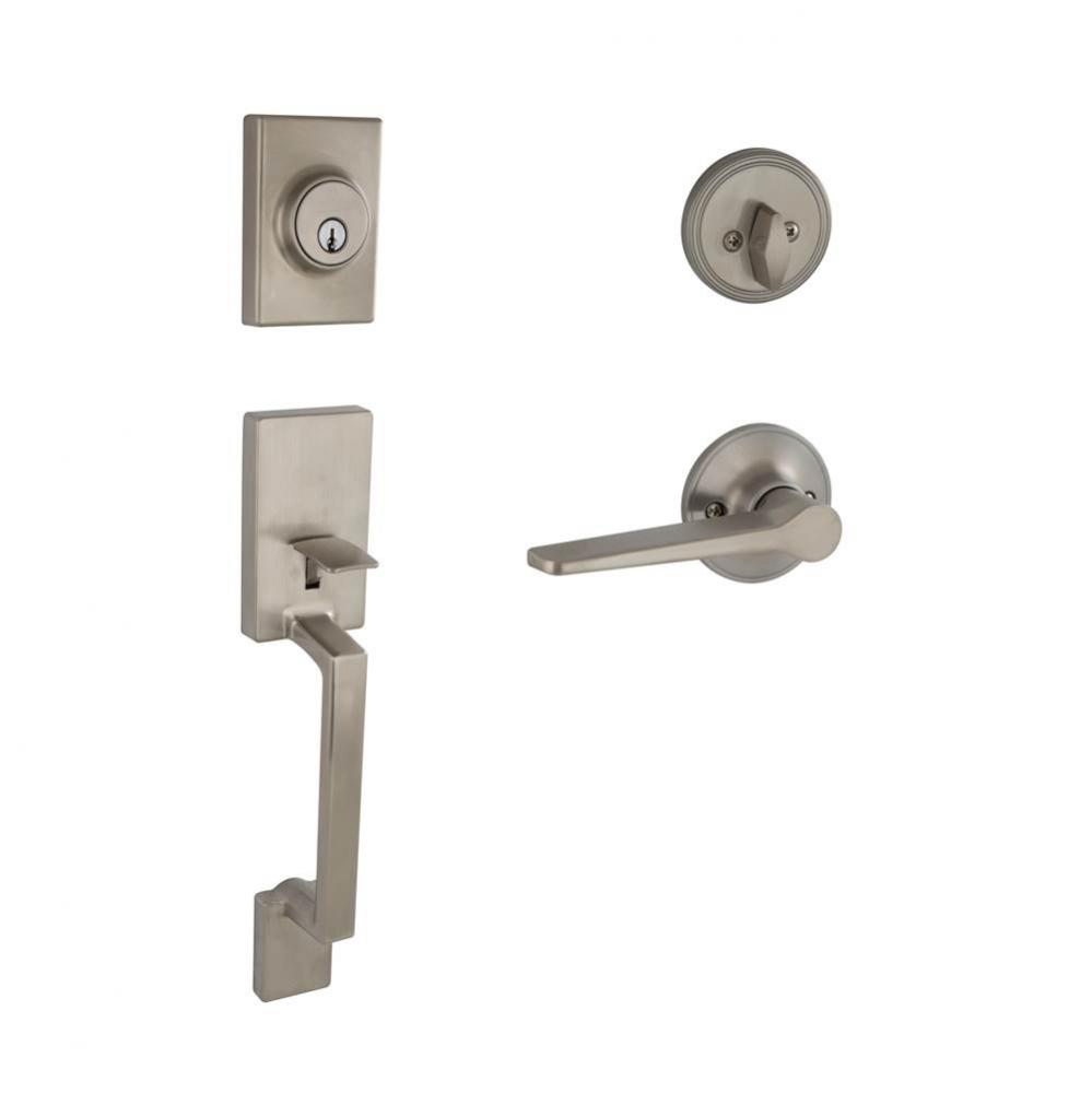 Branwell Satin Nickel Single Cylinder Handleset with Vining Lever