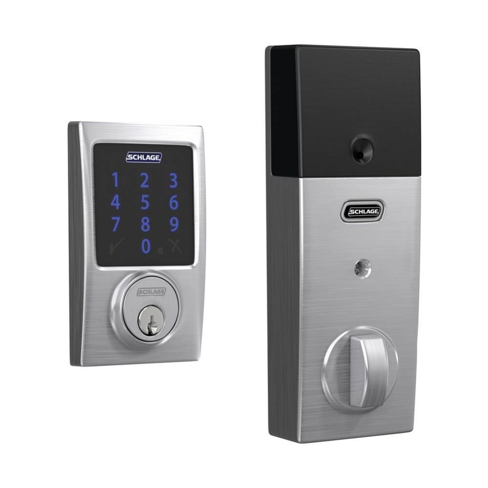 Connect Touchscreen Deadbolt with alarm with Century Trim in Satin Chrome