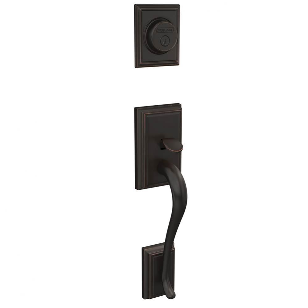 Custom Addison Exterior Inactive Handleset Grip with Exterior Inactive Deadbolt in Aged Bronze