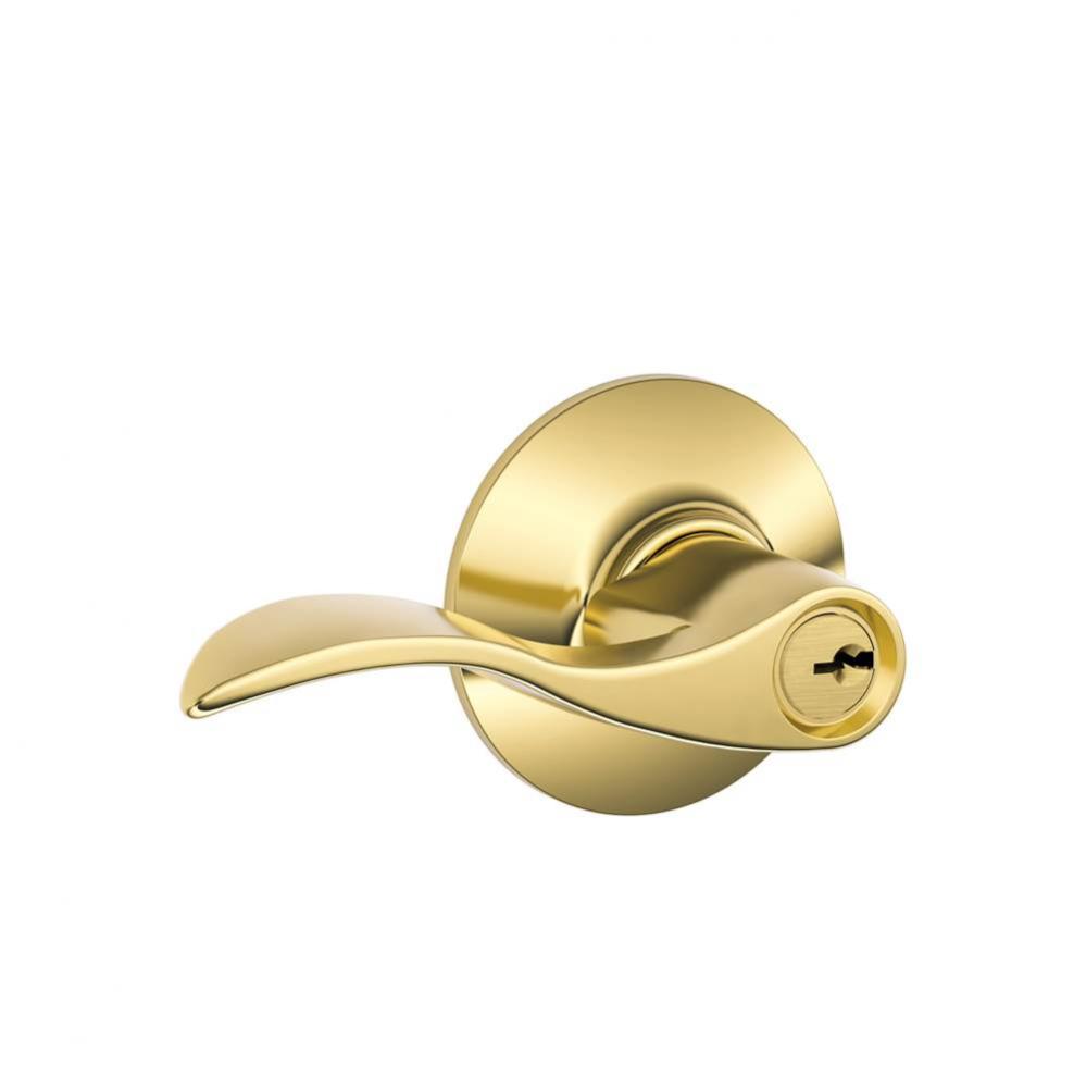 Accent Lever Keyed Entry Lock in Bright Brass