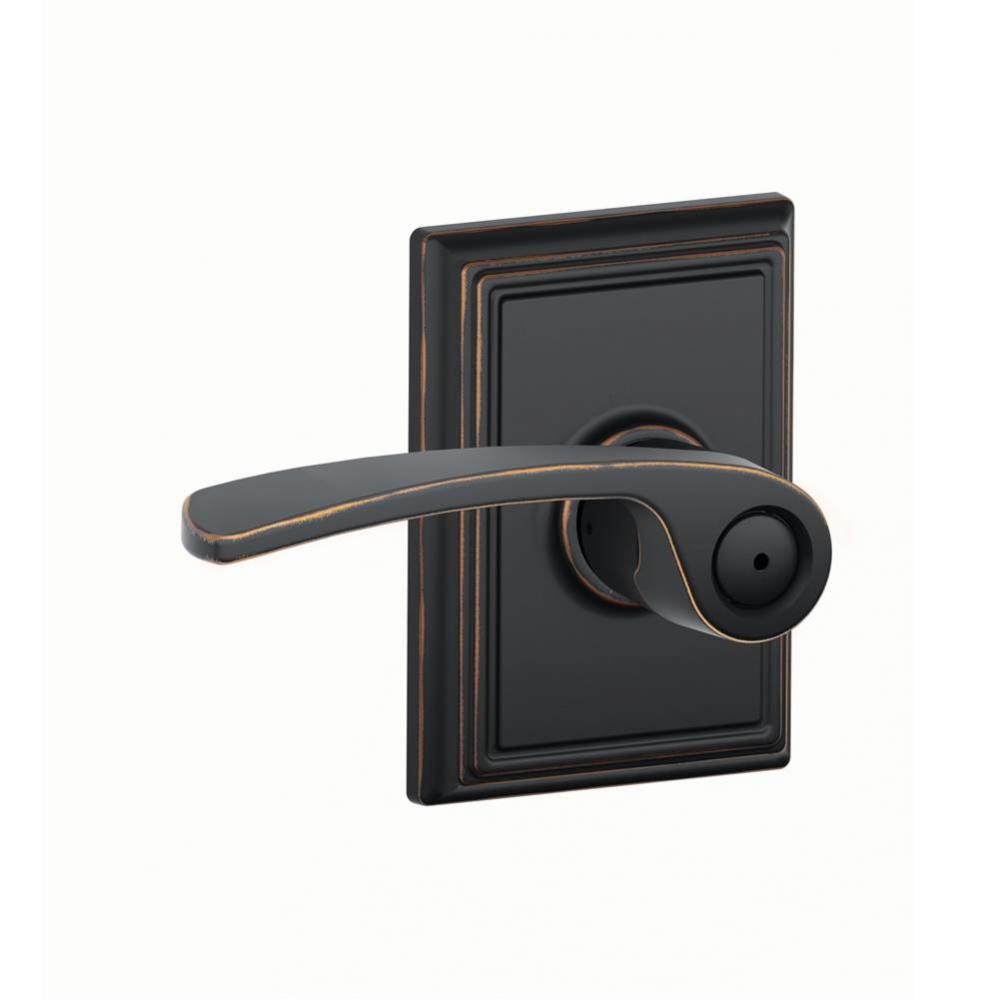 Merano Lever with Addison Trim Bed and Bath Lock in Aged Bronze