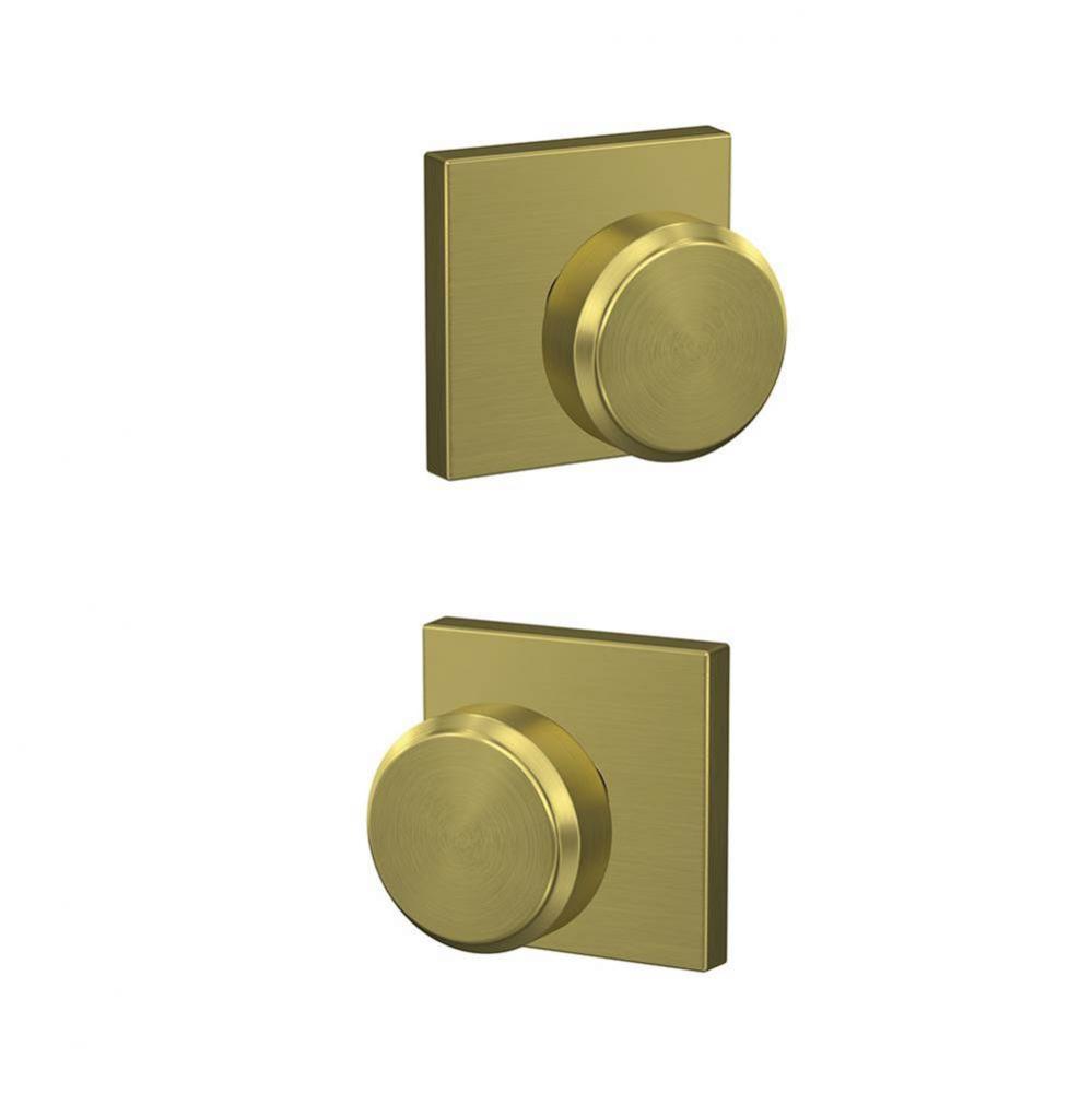 Custom Bowery Knob with Collins Trim Hall-Closet and Bed-Bath Lock in Satin Brass