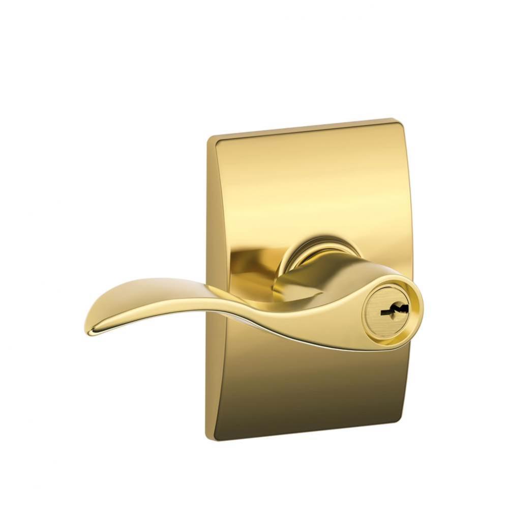 Accent Lever with Century Trim Keyed Entry Lock in Bright Brass