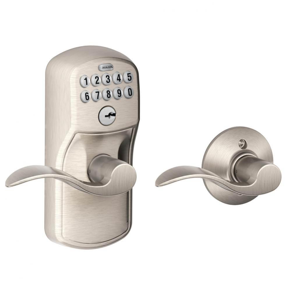 Accent Keypad Lever with Plymouth Trim in Satin Nickel