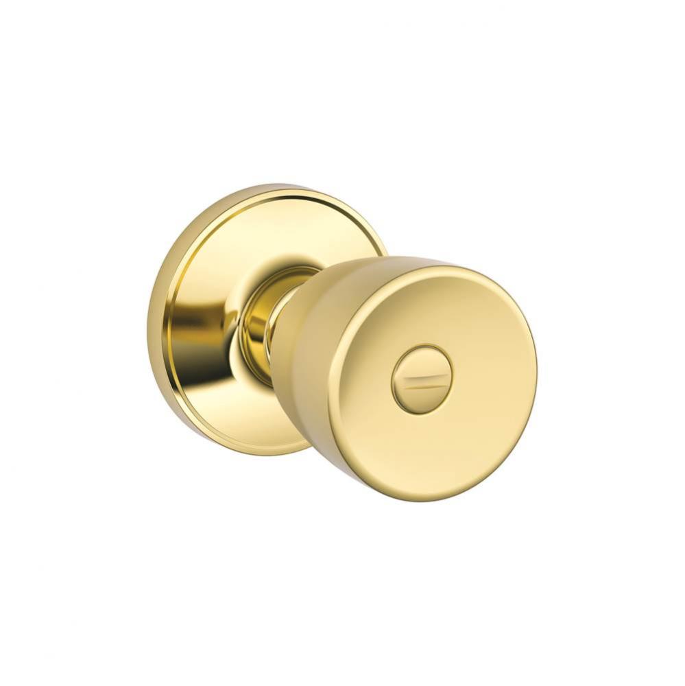 Byron Knob Bed and Bath Lock in Bright Brass