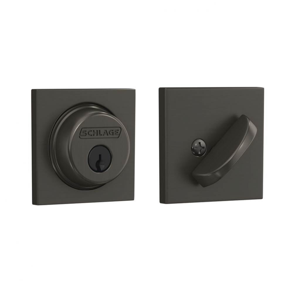 Single Cylinder Deadbolt with Collins Trim in Black Stainless