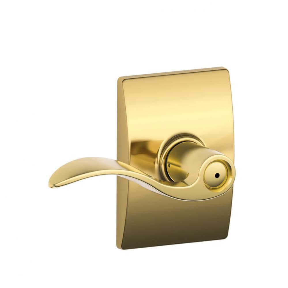 Accent Lever with Century Trim Bed and Bath Lock in Bright Brass