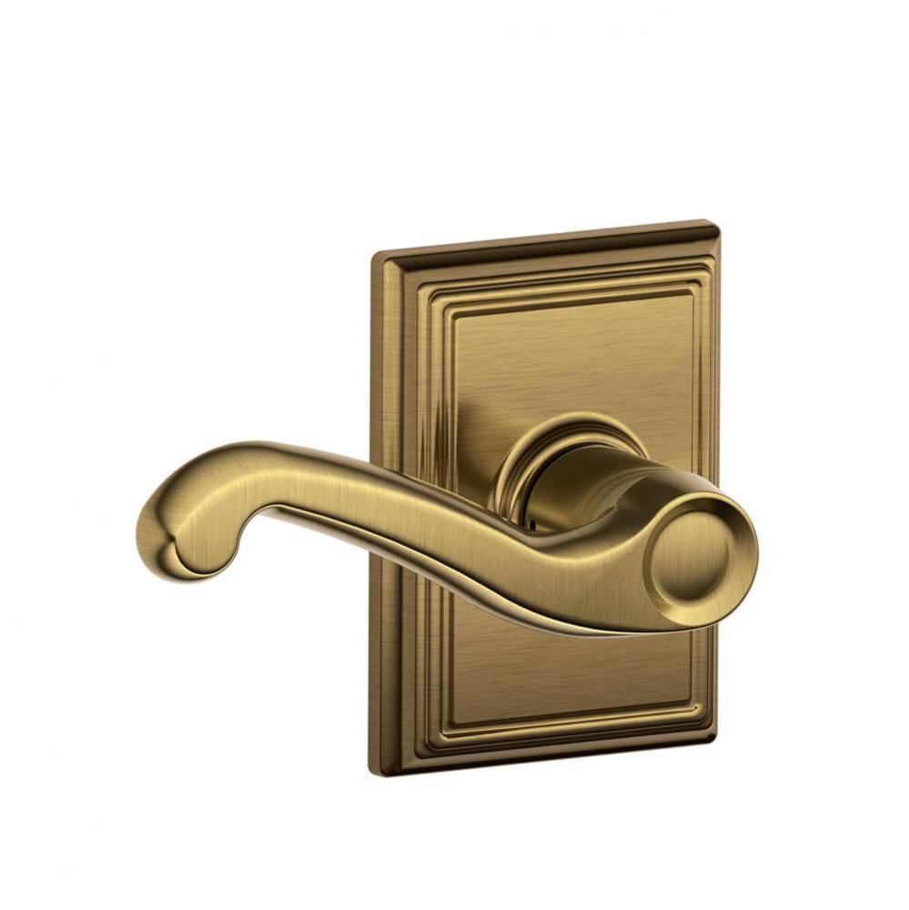 Flair Lever with Addison Trim Hall and Closet Lock in Antique Brass