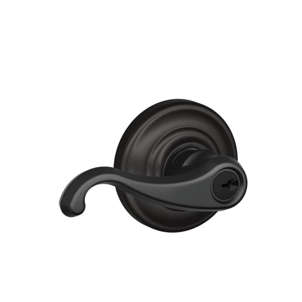 Callington Lever with Andover Trim Keyed Entry Lock in Matte Black