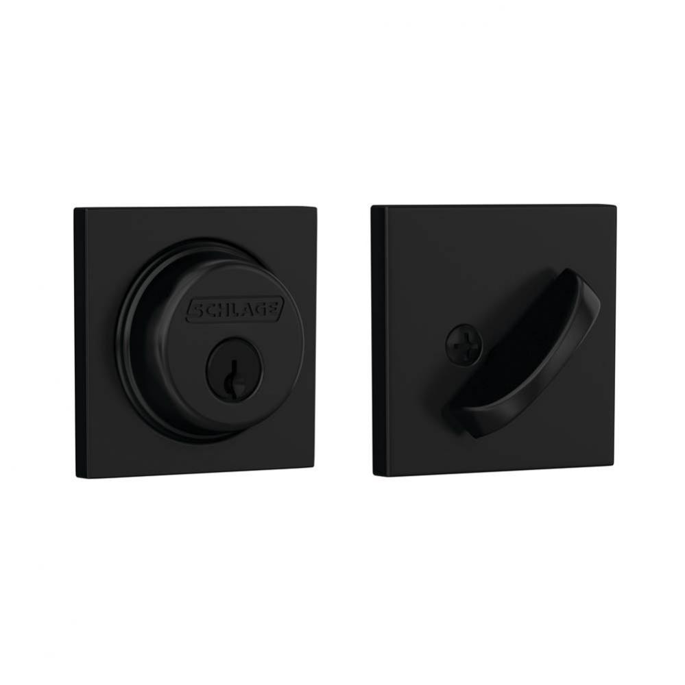 Single Cylinder Deadbolt with Collins Trim in Matte Black