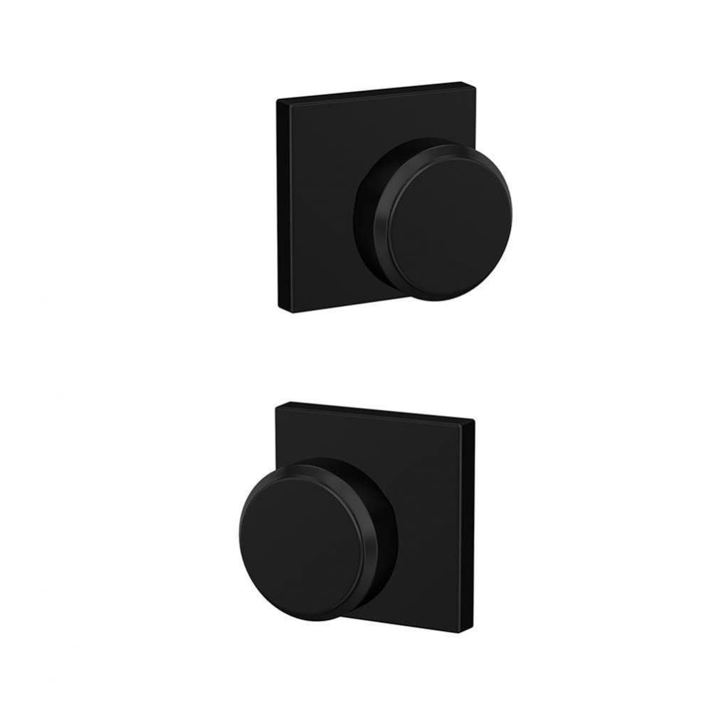 Custom Bowery Knob with Collins Trim Hall-Closet and Bed-Bath Lock in Matte Black