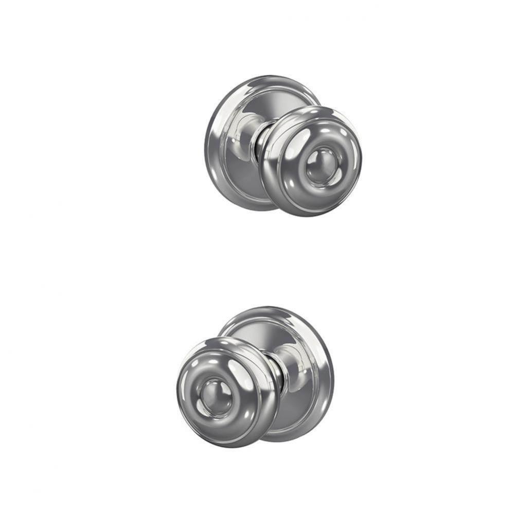 Custom Georgian Non-Turning Knob with Alden Trim in Bright Chrome