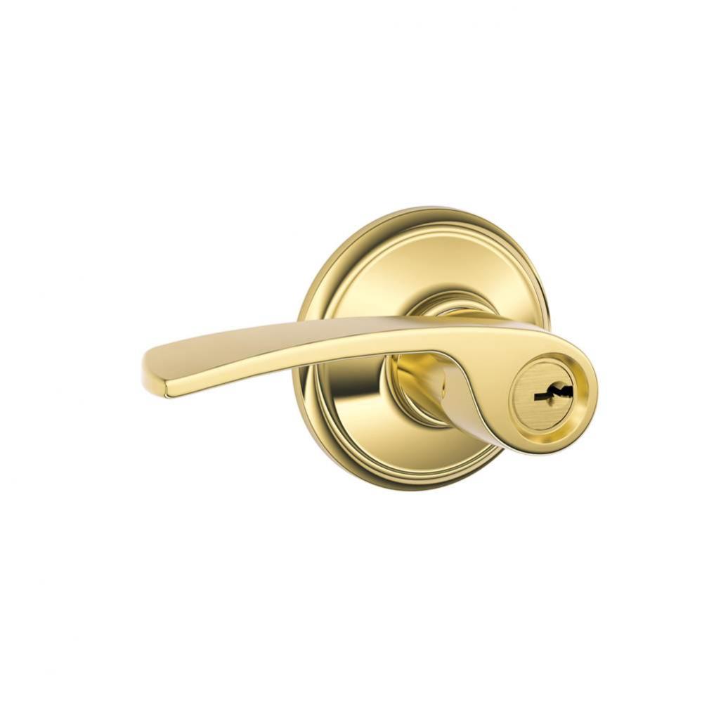 Merano Lever Keyed Entry Lock in Bright Brass