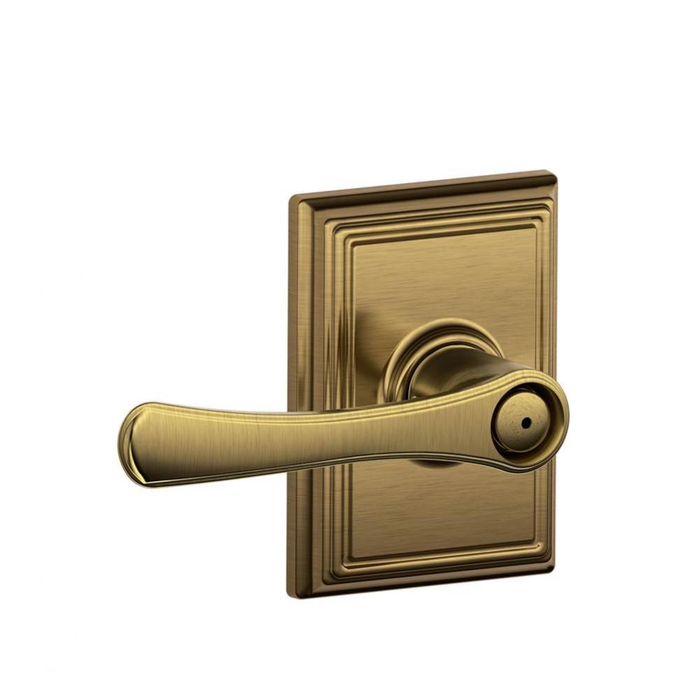 Avila Lever with Addison Trim Bed and Bath Lock in Antique Brass