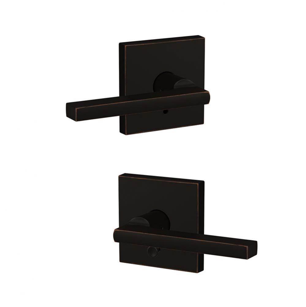 Custom Latitude Lever with Collins Trim Hall-Closet and Bed-Bath Lock in Aged Bronze