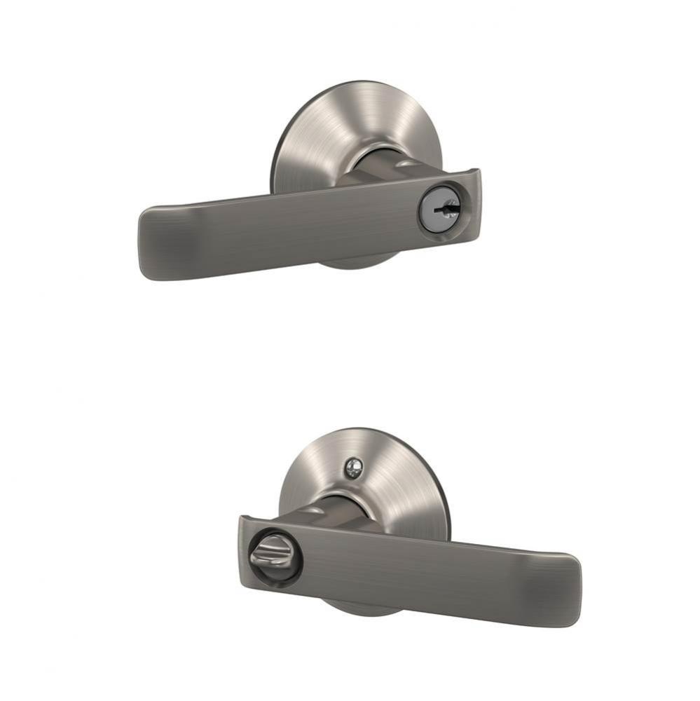 Clybourn Lever with Plymouth Trim Keyed Entry Lock in Satin Nickel