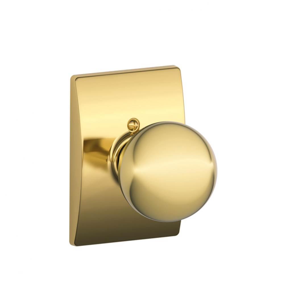 Orbit Knob with Century Trim Non-Turning Lock in Bright Brass
