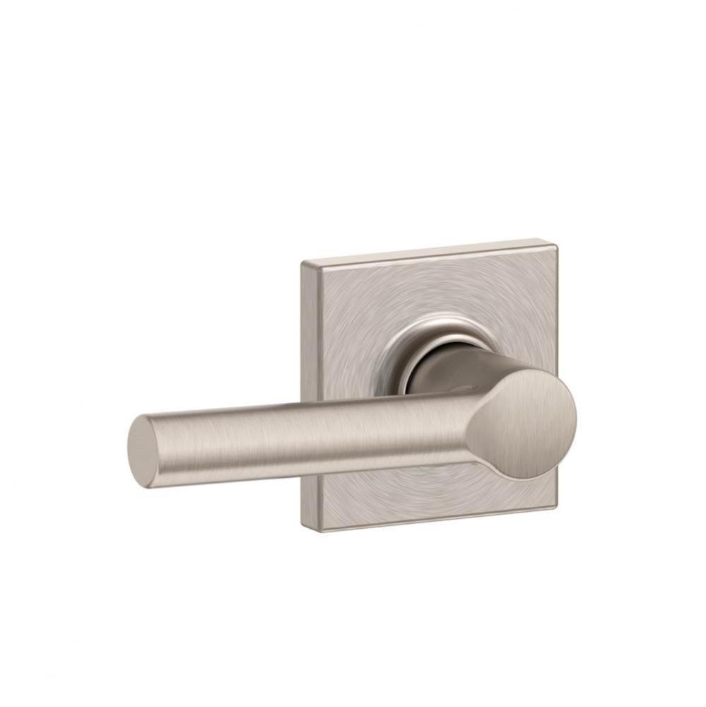 Broadway Lever with Collins Trim Hall and Closet Lock in Satin Nickel