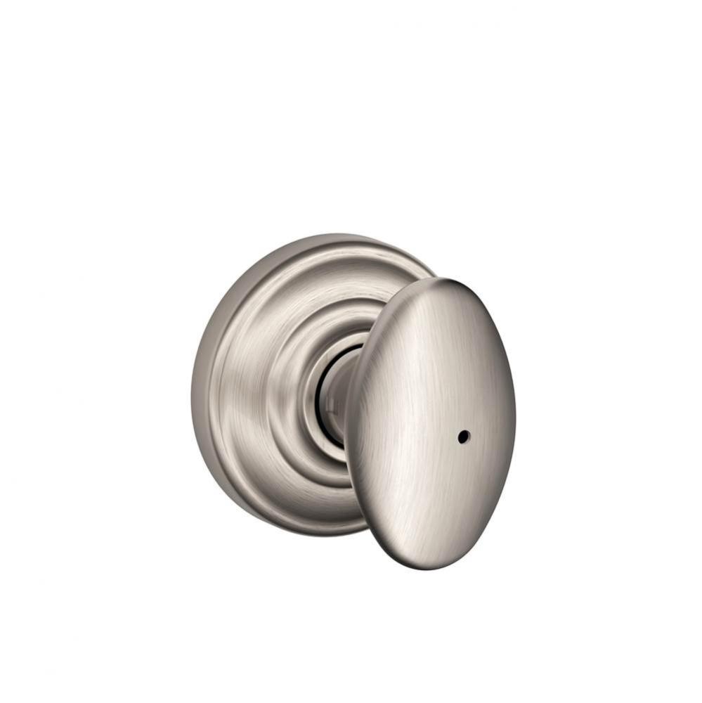 Siena Knob with Andover Trim Bed and Bath Lock in Satin Nickel