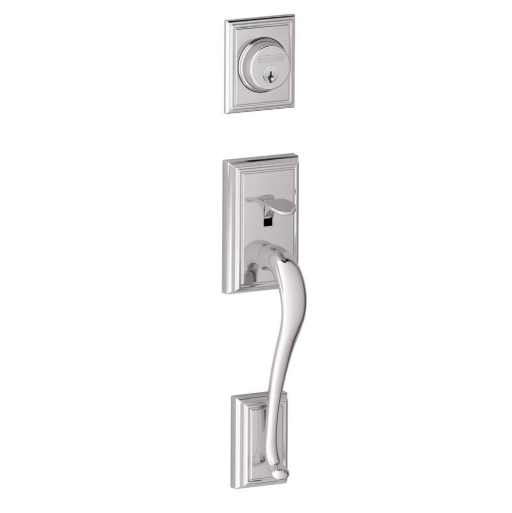 Addison Exterior Handleset Grip with Exterior Single Cylinder Deadbolt in Bright Chrome
