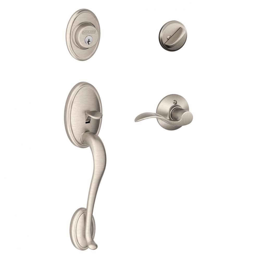 Wakefield Handleset with Single Cylinder Deadbolt and Accent Lever in Satin Nickel - Left Handed