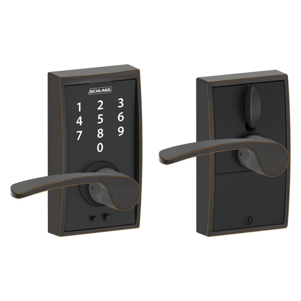 Touch Keyless Touchscreen Merano Lever with Century Trim in Aged Bronze