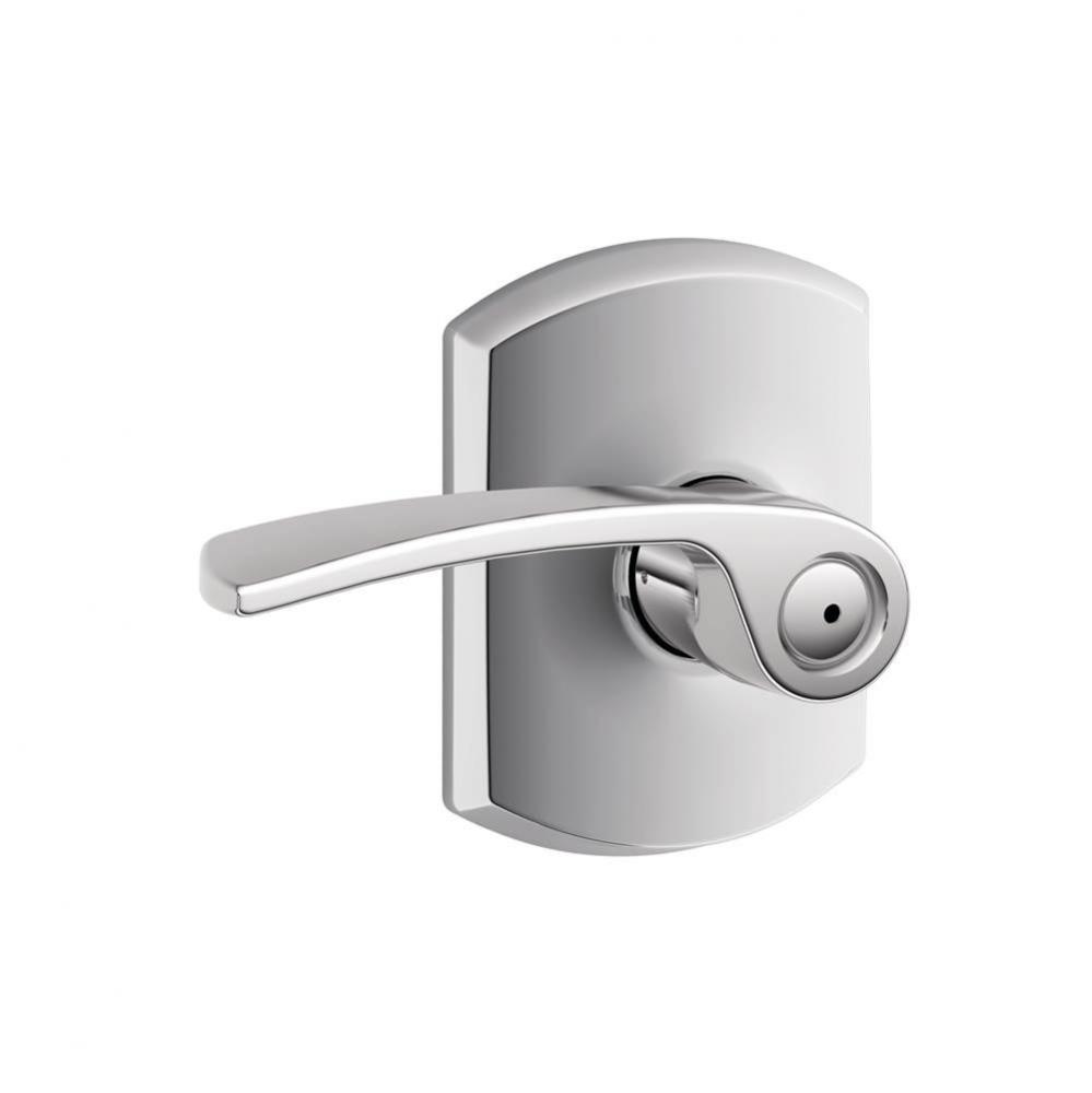 Merano Lever with Greenwich Trim Bed and Bath Lock in Bright Chrome