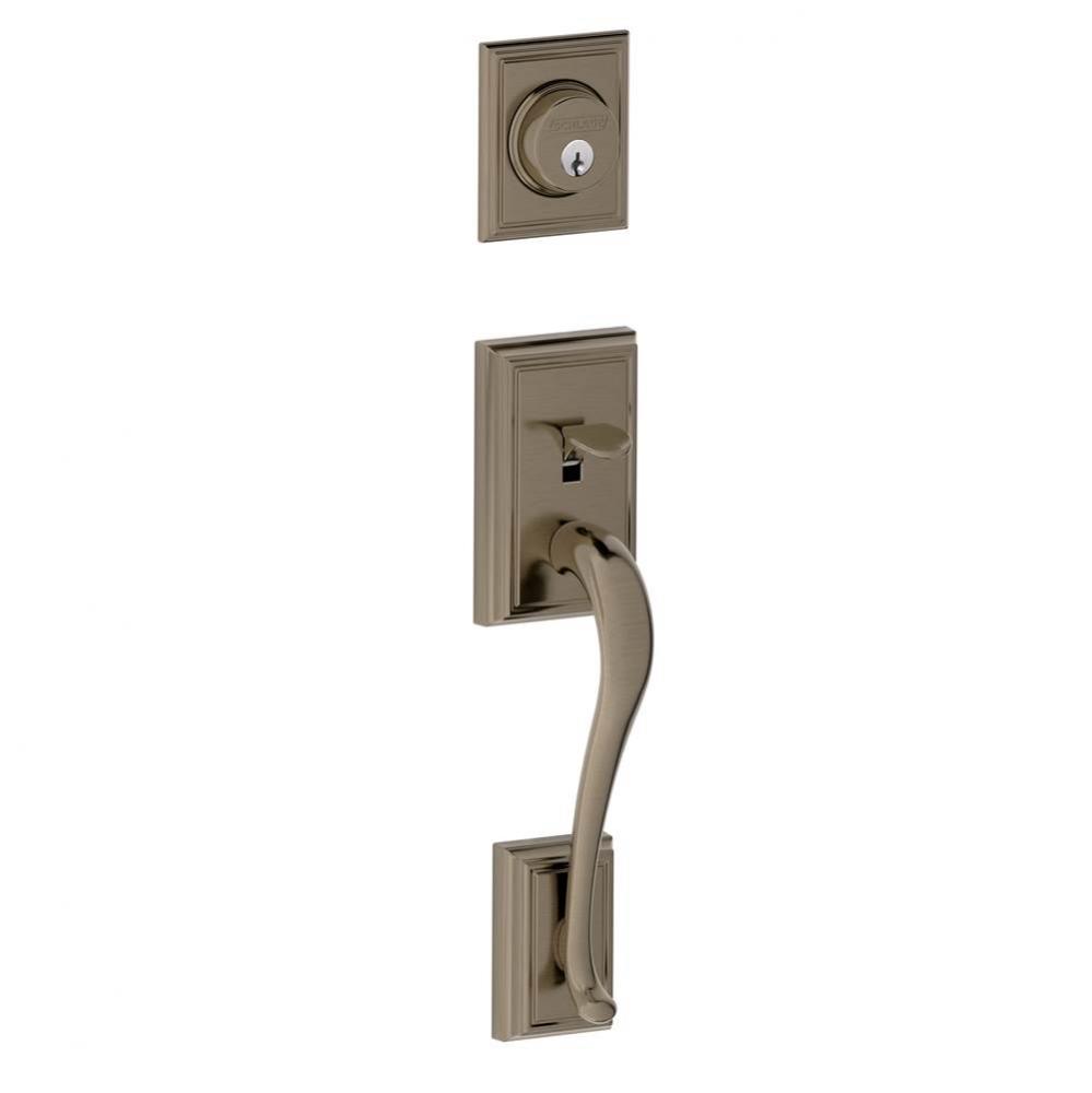 Addison Exterior Handleset Grip with Exterior Single Cylinder Deadbolt in Antique Pewter