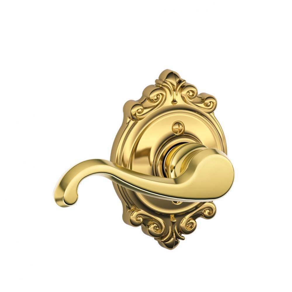 Callington Lever with Brookshire Trim Non-Turning Lock in Bright Brass - Left Handed