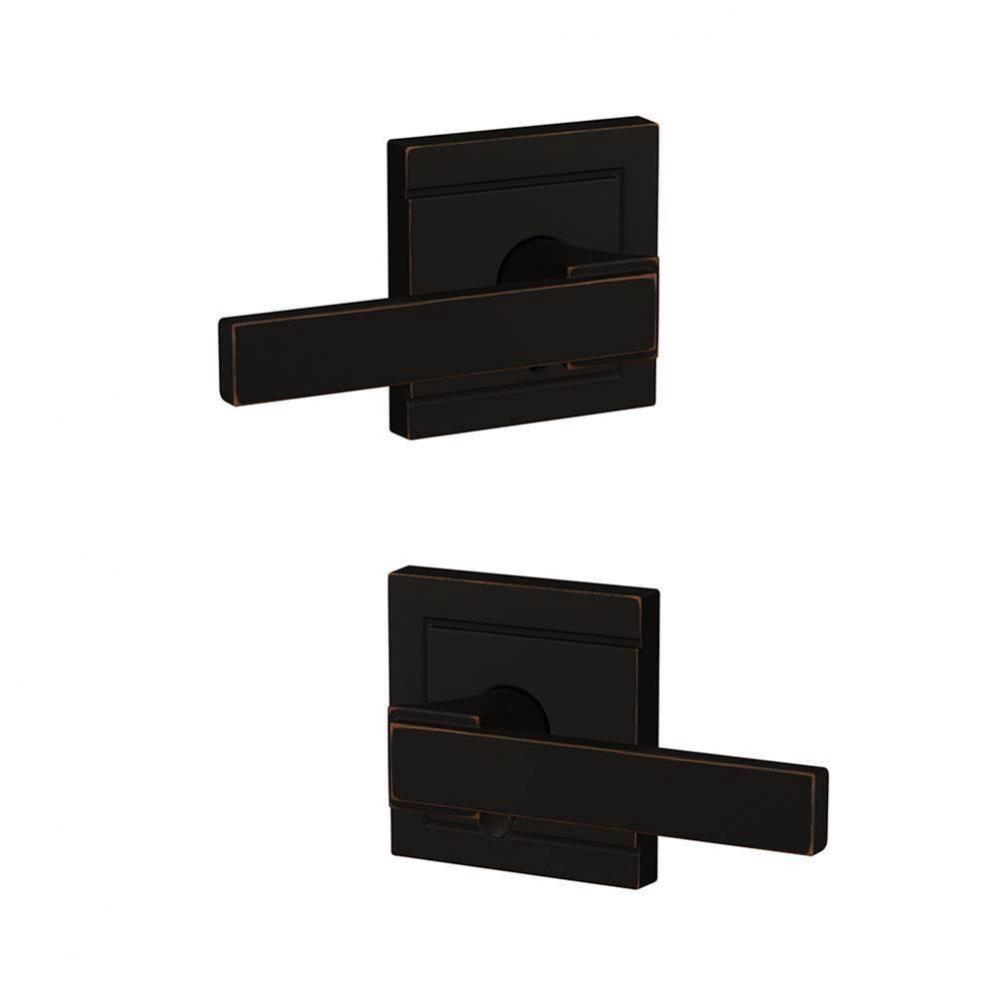 Custom Northbrook Lever with Upland Trim Hall-Closet and Bed-Bath Lock in Aged Bronze