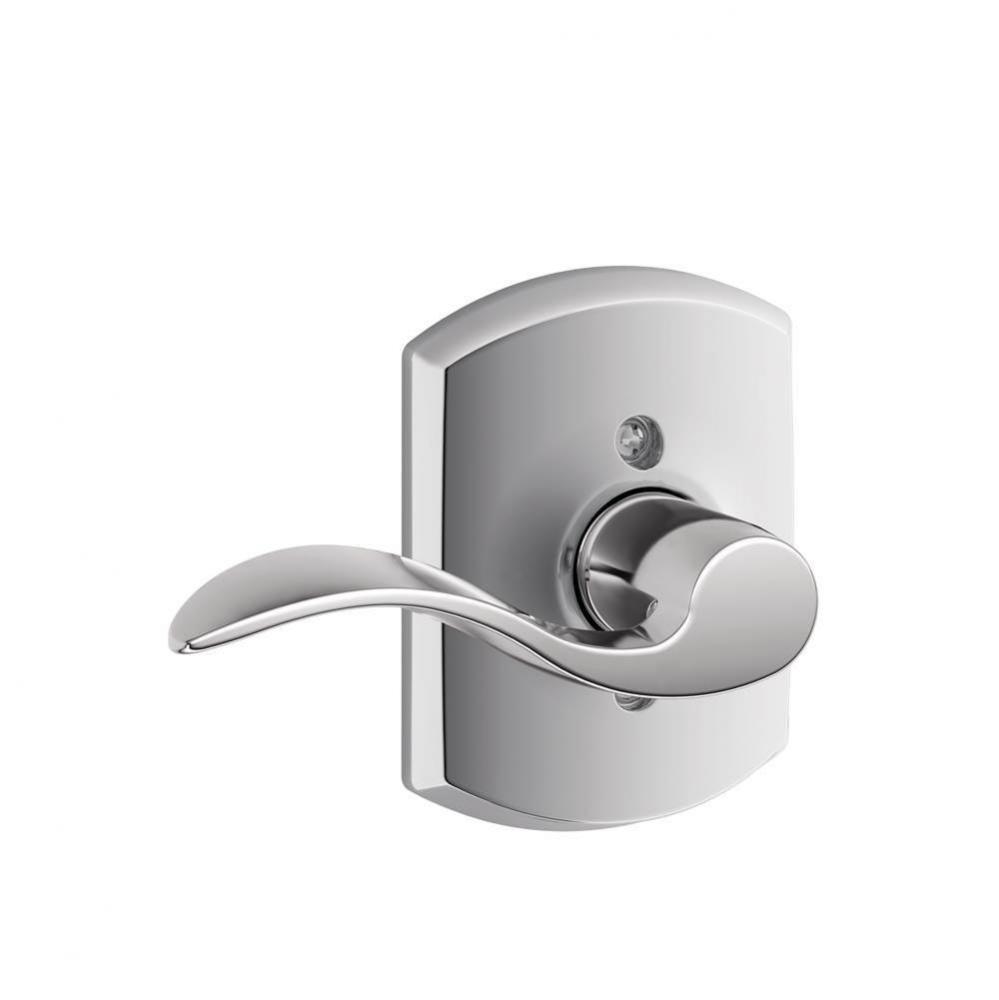 Accent Lever with Greenwich Trim Non-Turning Lock in Bright Chrome - Left Handed
