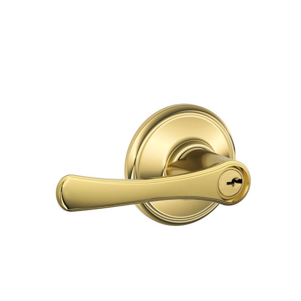 Avila Lever Keyed Entry Lock in Bright Brass