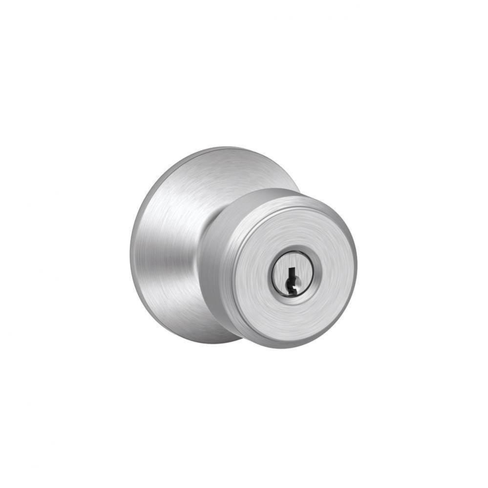 Bowery Knob Keyed Entry Lock in Satin Chrome