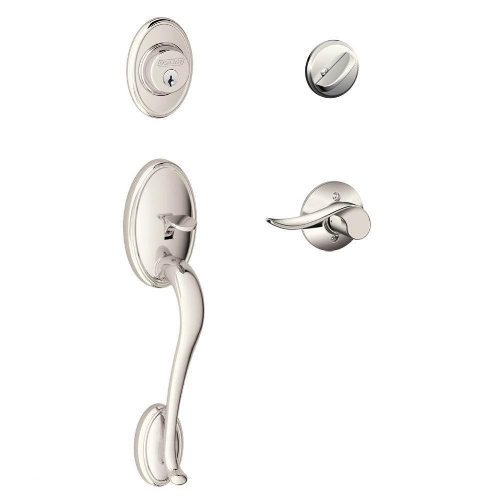 Wakefield Handleset with Single Cylinder Deadbolt and Sacramento Lever in Polished Nickel - Left H