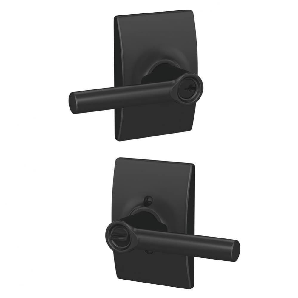 Broadway Lever with Century Trim Keyed Entry Lock in Matte Black
