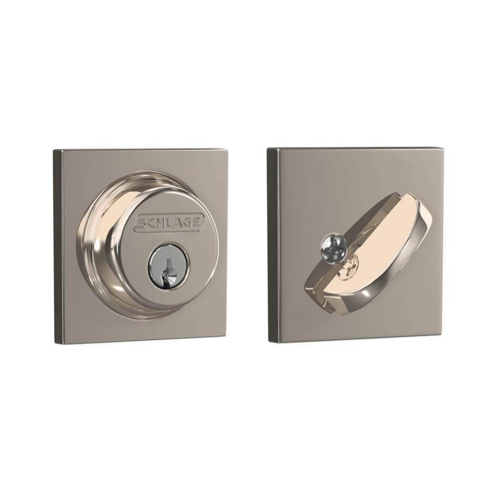 Single Cylinder Deadbolt with Collins Trim in Polished Nickel