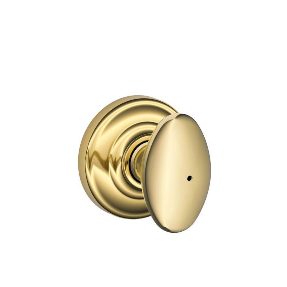 Siena Knob with Andover Trim Bed and Bath Lock in Bright Brass