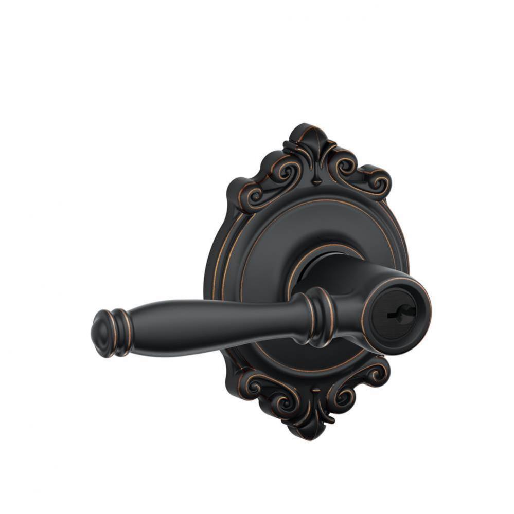 Birmingham Lever with Brookshire Trim Keyed Entry Lock in Aged Bronze